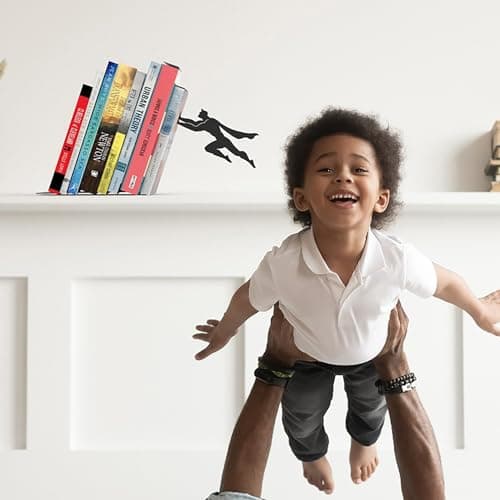 Artori Design Book Ends to Hold Books Heavy Duty - Hidden Metal Bookends for Shelves Desk or countertop - Bookend Book Holder for Home Decorative - Gift for Book Lovers and Home Décor (Book&Hero) 6