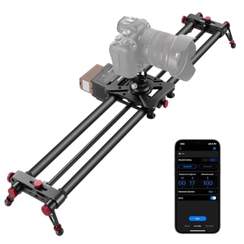 NEEWER 31.5"/80cm Motorized Camera Slider, App Wireless Control DSLR Carbon Fiber Dolly Rail Slider with 4400mAh F750 Battery (Charger Not Included), Support Video Mode, Time Lapse Photography, ER1-80