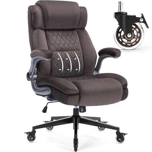 Large High Back Office Chair with Flip Arms- Executive Desk Chair with Locking Wheels, Adjustable Lumbar Support, Ergonomic Breathable Fabric Computer Chair Prevents Cats Scratching
