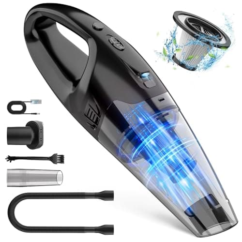 BSRCO Handheld Vacuum Cordless Rechargeable, Car Vacuum Cleaner with LED, USB Charge, 1.65LBs Hand Vacuum Cordless, for Car/Home/Pet, ATJ Attachments