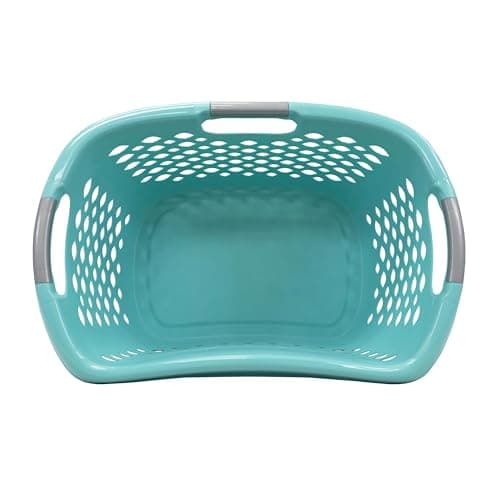 1.8 Bushel Plastic Laundry Basket - Hip Grip Handle, Teal - Perfect for Adult/Tween in Bedroom, Dorm & Laundry Room 6