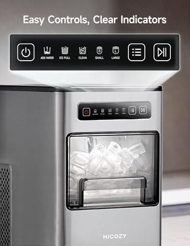 HiCOZY Ice Maker Countertop,Ice in 6 Mins, 24 lbs/Day, Portable & Compact Gift with Self-Cleaning,for Apartment/Under Cabinet/Kitchen/Office/Camping/RV/Home Bar （Light Black） 6