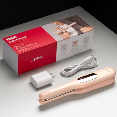 TYMO Curling Iron for Short Hair - Cordless Mini Flat Iron for Travel, Portable Small Curved Straightener for Women, Hair Straightener and Curler 2 in 1, Lightweight On-The-Go, Dual Voltage, Gold Pink 9