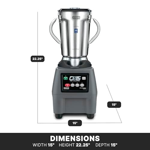 Waring Commercial CB15 Ultra Heavy Duty 3.75 HP Blender, Electric Touchpad Controls with Stainless Steel 1 Gallon Container, 120V, 5-15 Phase Plug,Black 5