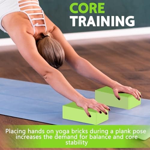 MBHKRRS 9"x6"x3" Yoga Blocks, Soft Non-Slip Surface Premium Foam Blocks, Supportive, Lightweight, Odor Resistant, Yoga Accessories for Pilates Meditation General Fitness Stretching Toning (green-1 Pack) 6