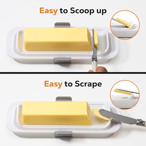 Pisol Butter Dish with Lid for Countertop and Refrigerator Door Shelf, Airtight Butter Keeper Container, Butter Holder for East/West Coast Butter, BPA-free, Microwave/Dishwasher Safe 8