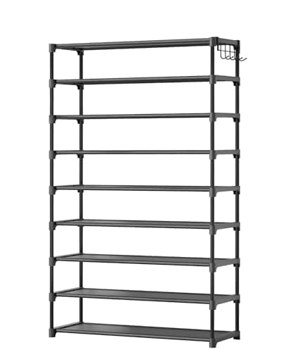 Kitsure Shoe Rack - 9-Tier Shoe Organizer, Shoe Rack for Closet, Entryway, Bedroom, Easy- Assembly Storage Shelf with Side Handles, 32.2" Wide - 10 Tiers, Black