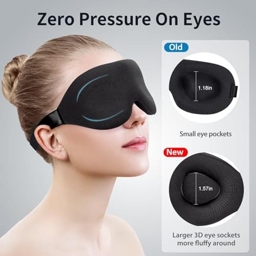 NEWVANGA Sleep Mask for Back and Side Sleeper, Block Out Light, Luxury Sleeping Eye Mask of 3D Night Blindfold, Zero Pressure Breathable Travel Eye Cover Black 5