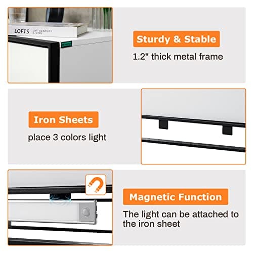 HOMMPA Auto Led Nightstand with High Gloss Drawer White Nightstand Led Bedside Table with Metal Frame Modern Led Night Stand Table with 3 Color Magnetic Infrared Sensing LED Light/Adustable Brightnes 7