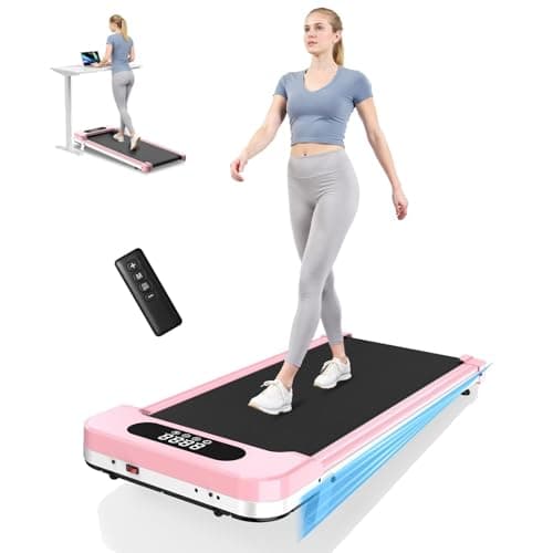 Walking Pad Treadmill - 2.5HP Low Noise Treadmill Small, Incline Treadmills, Portable Compact Walking Pad for Home Office, Remote Control & 320LBS Capacity, Pink