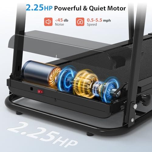 CIIHI Walking Treadmill for Senior - Foldable Senior Treadmill with 300 lbs Capacity and Long Handrails - Home Recovery Fitness Exercise Machine for Elder with Heart Rate Monitor 6