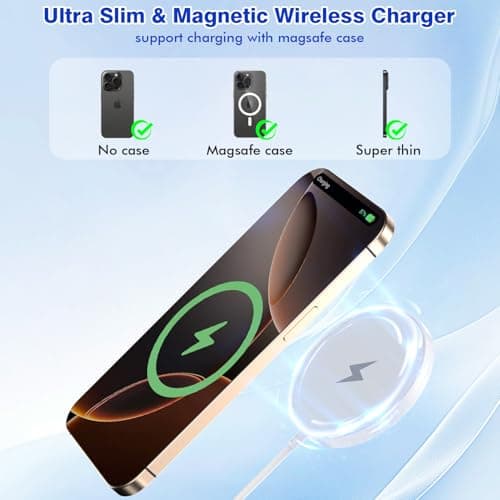 [Apple MFi Certified]Magnetic Wireless Charger Apple Mag Safe Charger,15W 6FT Fast Wireless Charging Pad for Apple iPhone 16 Pro Max/16 Pro/16 Plus/15 Pro Max/14/13/12/AirPods3/2/Pro/Pro2,Charging Pad 6