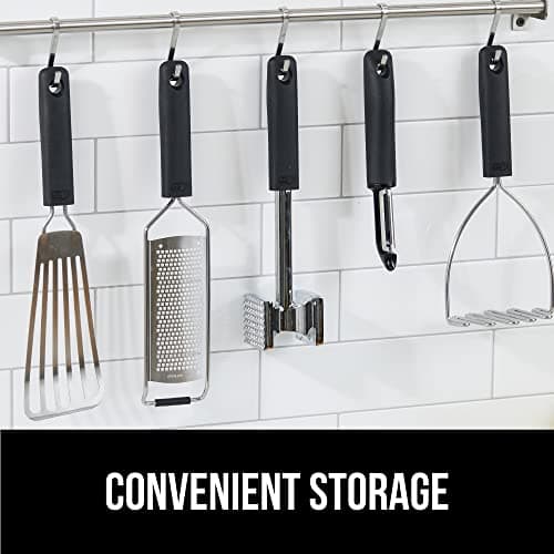 GORILLA GRIP Patented BPA-Free Sharp Stainless Steel Dual Swivel Vegetable Peeler, Soft Comfortable Handle, Smoothly Peel Apples Potatoes Carrots, Includes Blade Cover, Kitchen Tool Peelers, Black 9