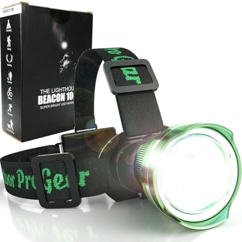 Outdoor Pro Gear Led Headlamp Flashlight [3-AA Batteries Included] Super Bright Zoomable Spotlight Head Lamp for Caving Hunting Hiking Camping. for Men and Women. Emergency Supplies (Green)