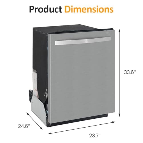 SUNVIVIPRO 24" Built-in Dishwasher, Stainless Steel Dishwasher Machine with Adjustable Racks, 14–16 Place Settings Large Capacity Dish Washer, 8 Wash Programs, Energy Star Certified, Sliver 7