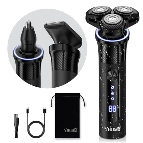 Electric Razor for Men, Cordless Rechargeable Electric Shavers, IPX7 Waterproof Men’s Razors for Shaving Face with Nose and Sideburns Trimmer, Ideal Gifts for Men