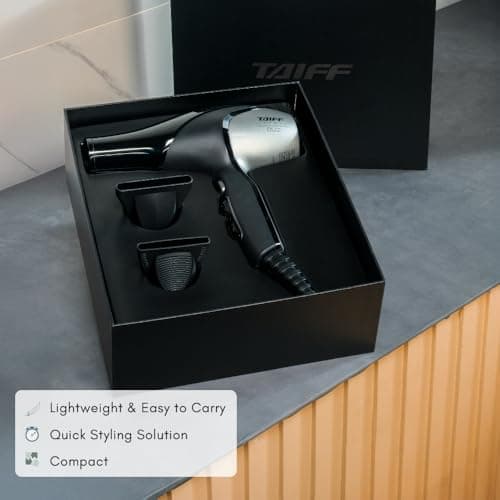Taiff Unique Duo Professional Hair Dryer – 127V | 1875W Power | AC Motor | Tourmaline + Ionic & Ceramic Technology | Titanium Elements | 2 Concentrator Nozzles (Gray) 5