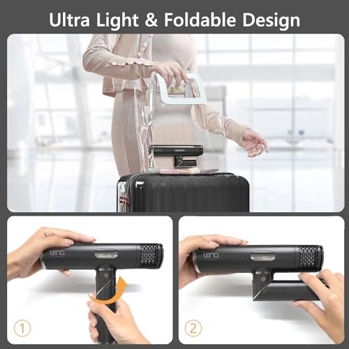 LENA Travel Hair Dryer Powerful Blow Dryer | Ionic Foldable Hairdryer | Lightweight & Fast Drying with High-Speed Brushless Motor, Ion Tech., LED Display, Magnetic Nozzles | Protects Hair as You Dry 7