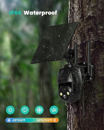 Solareye 4G Cellular Security Camera with SIM Card & Solar Panel - No WiFi Needed, 2K PTZ, No WiFi Camera, PIR Detection, Color Night Vision, 2-Way Audio, Instant Alert for Farm, RV 8