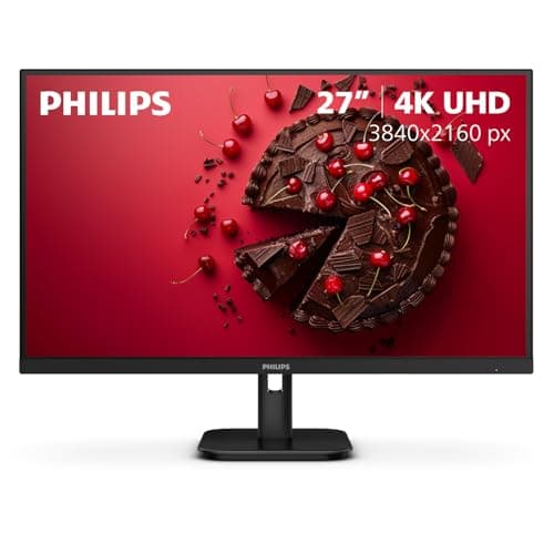 Philips 27E1N1800A 27" IPS 4K UHD (3840 x 2160) Monitor, Built-in Speakers, HDR 10, AMD FreeSync, LowBlue Mode, Flicker-Free, VESA, 4Yr Advance Replacement Warranty
