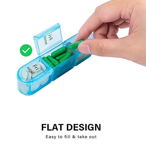 Daviky Pill Organizer 3 Times a Day, Daily Pill Box 7 Day, Weekly Cases Medicine Organizers to Hold Vitamins and Medication 5