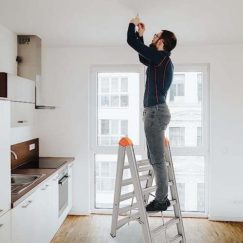 APARECIUM Aluminum Foldable Twin Front 5-Step Ladder, Compact Step Stool with Wide Anti-Slip Pedal, Portable, 330lb Capacity 7