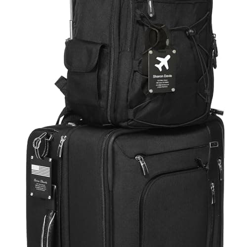 Personalized Luggage Tags: Custom Metal Luggage Tags for Suitcases, Backpacks and Bags with Your Personalized Text (Black) 7