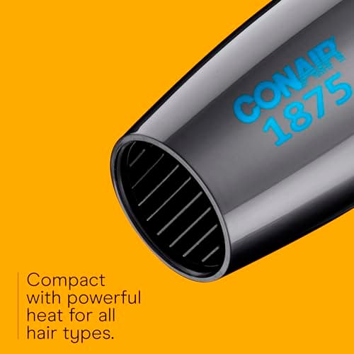 Conair Travel Hair Dryer with Dual Voltage, 1875W Compact Blow Dryer with Folding Handle, Gray 6