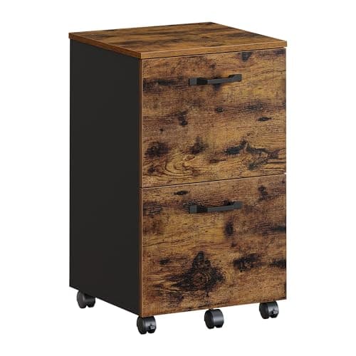 VASAGLE 2-Drawer File Cabinet, Small Rolling Filing Cabinet for Home Office, Printer Stand, for A4, Letter-Size Documents, 15.7 x 16.5 x 27.6 Inches, Rustic Brown and Ink Black UOFC040B01 8
