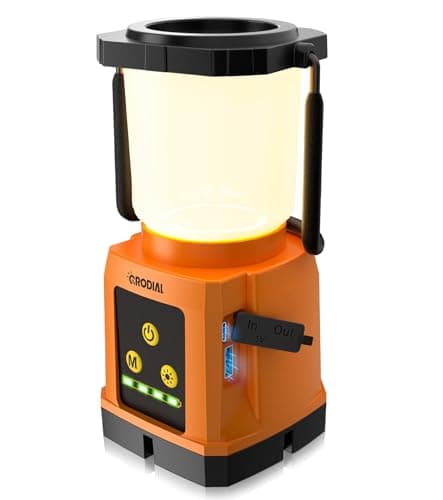 CRODIAL LED Camping Lantern Rechargeable, Camping Essentials 5000mAh Power Bank, Waterproof Camping Tent Light, Lanterns for Power Outages Hurricane Emergency Hiking Outdoor, RGB Mode Light 9