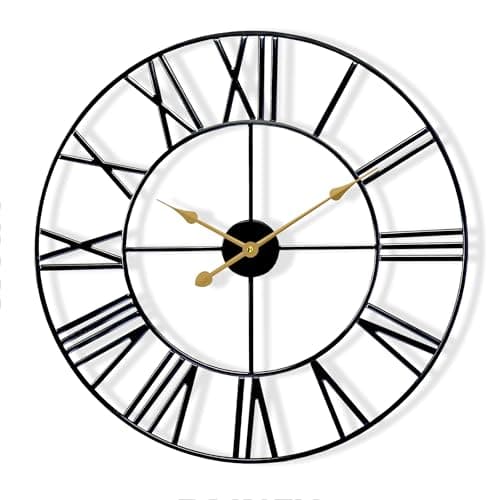 Sorbus Large Wall Clock for Living Room Decor - 24 inch Big Wall Clock Decorative - Battery Operated - Roman Numeral Analog Large Clock for Bedroom, Room, Home, Kitchen, Office, Wall Decor (Black)