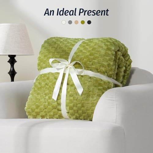 Wemore Fleece Weighted Blanket for Adults (60" x 80" 15lbs, Grass Green), Dual Sided Cozy Soft Sherpa Heavy Blanket, 3D Imitation Turtle Shell Warm Jacquard Flannel Weighted Blankets for Couch and Bed 6