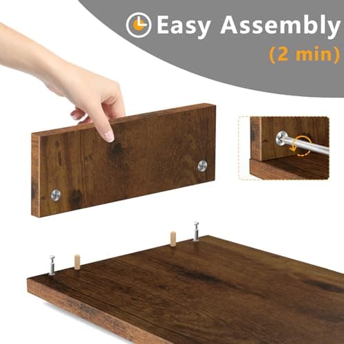 TAVR Dual Monitor Stand Riser, Computer Monitor Stands for 2 Monitors, Extra Long Multifunctional Desktop Organizer Riser for Computer, Laptop, PC, Printer, TV, Max 43.3" Length, Rustic Brown 7