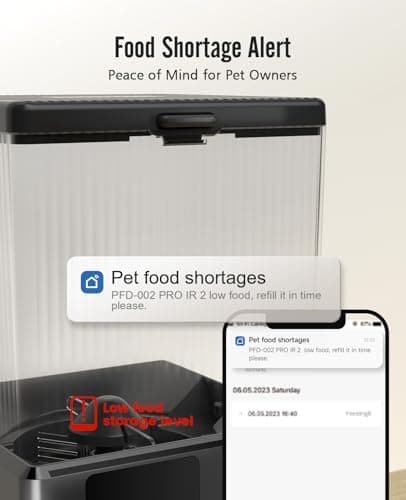 oneisall Automatic Cat Feeder with 5G WiFi, Automatic Cat Food Dispenser for 2 Cats Small Pets, 20 Cups/5L Timed Dry Food Dispenser with APP Control 8