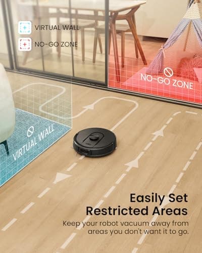 Vexilar Robot Vacuum and Mop with Self-Emptying, 5000Pa Robotic Vacuum with LiDAR Navigation, 60-Day Hands-Free Cleaning, 180 Mins Runtime, Home Mapping,No-Go Zones,Ideal for Pet Hair,Carpet (Large) 9