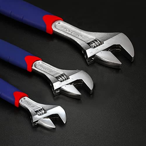 WORKPRO 3-piece Adjustable Wrench Set CR-V with Rubberized Anti-Slip Grips 10-inch, 8-inch, 6-inch 5