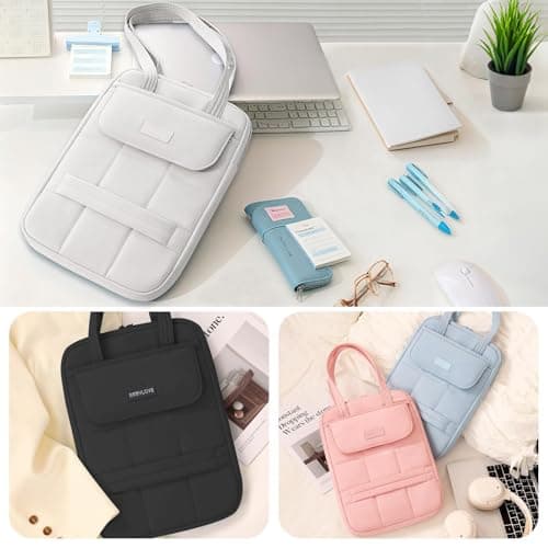 DSDCDJ Puffy Laptop Sleeve 13-14 inch, Ultra Lightweight Laptop Case Compatible with MacBook Air/Pro 13/Pro 14 M5 M4 M3 M2 M1, iPad, HP Dell ASUS Lenovo, Vertical Laptop Bag with Handles, Black 9