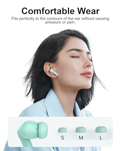 HUIFU Ear Buds Wireless Earbuds - Bluetooth Headphones 40H Playtime LED Display Deep Bass Stereo in-Ear Earphones with IPX7 Waterproof, Light Green 6