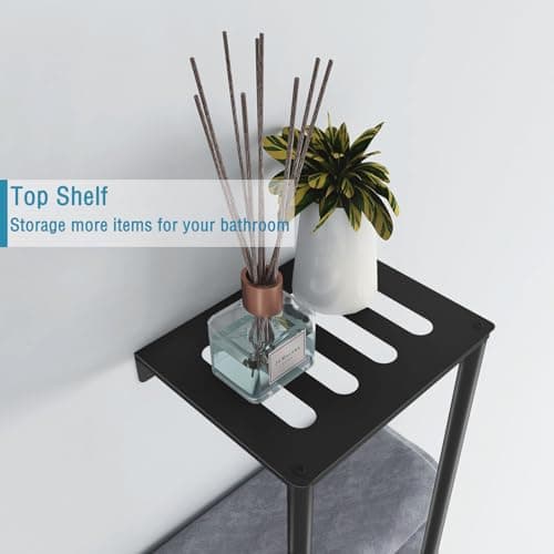 Bathroom Towel Storage Rack, Wall Towel Rack for Rolled Towels, 3 Tier Towel Holder Shelf with 4 Hooks for Small Bathroom, Matte Black 5