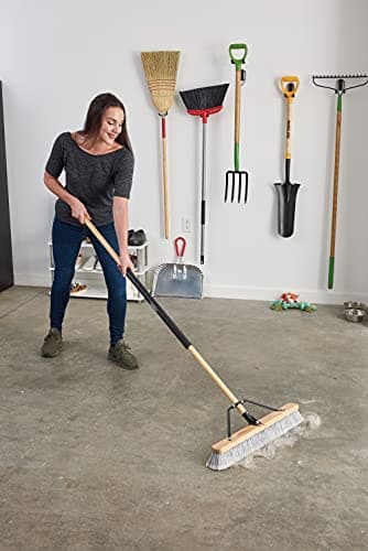 Harper 24 Inch Indoor Smooth-Surface Push Broom with Flagged Bristles for Sand, Saw Dust, Wood Shavings and Pet Hair in Garages, Warehouses, and Workshops 12