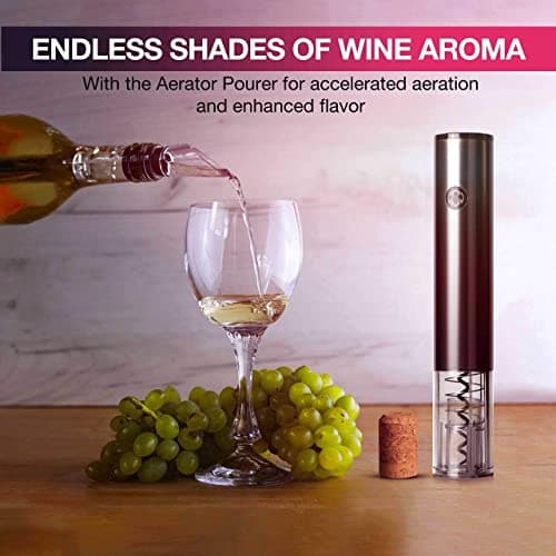 Mueller Electric Wine Opener Set - Rechargeable Batteries and USB Charging Cable - Electric Corkscrew Opener with Foil Cutter, Wine Pourer, Vacuum Stopper (Batteries Included), Valentines Day Gift 5