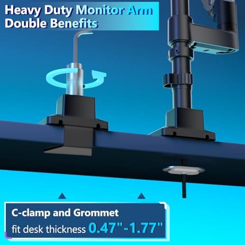 WALI Dual Monitor Mount for Ultrawide Heavy Duty Curved Monitor Stacking, Dual Monitor Arm Fits 13-49 Inch for Ultrawide Screens up to 44lbs, 49 inch Monitor Arm, Black 5