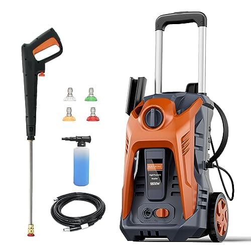 Electric Power Washer 4800 PSI 2.9 GPM Pressure Washer with 25FT Hose, 4 Quick Connect Nozzle and 16.9 Oz Soap Tank Orange