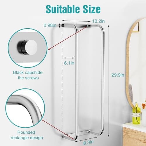 Towel Rack Wall Mounted, Bathroom Towel Storage, Stainless Steel Towel Racks for Bathroom, Bath Towel Holder Organizer for Folded Large Towel Washcloths, Easy to Install, Silver 7