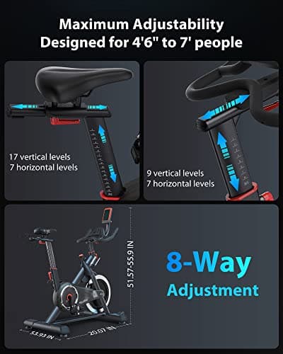 Niceday Magnetic Exercise Bike 385lb Weight Capacity-Super Silent Stationary Bike with 45lbs Flywheel,SPD Pedals & Performance Saddle 7
