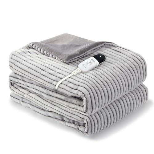 ZonLi Heated Weighted Blanket 15lbs, 60"x80" Queen Size, Weighted Electric Blanket for Adults, Heavy Blanket Fast Heating with 10 Levels, 9H Timer Setting, Soft Warm Flannel Washable with Glass Beads