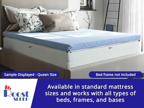 Roost Sleep Cool Cloud 3 Inch Gel Memory Foam Queen Mattress Topper – Cooling Bed Topper for Back Pain and Pressure Relief, Removable Washable Cover, Ventilated Design, Fits Queen Beds 9