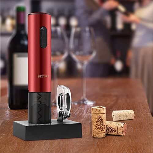 Secura Electric Wine Opener, Automatic Electric Wine Bottle Corkscrew Opener with Foil Cutter, Rechargeable (Red) 6