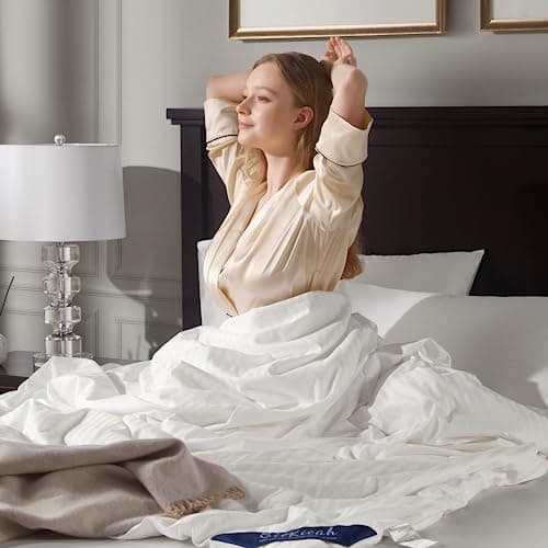 SilKicah Mulberry Silk Comforter Queen Size for All Season, 100% Natural Long Strand Silk Filled Comforter, Pure Silk Quilt Blanket Duvet Breathable Lightweight(86"×90") 7