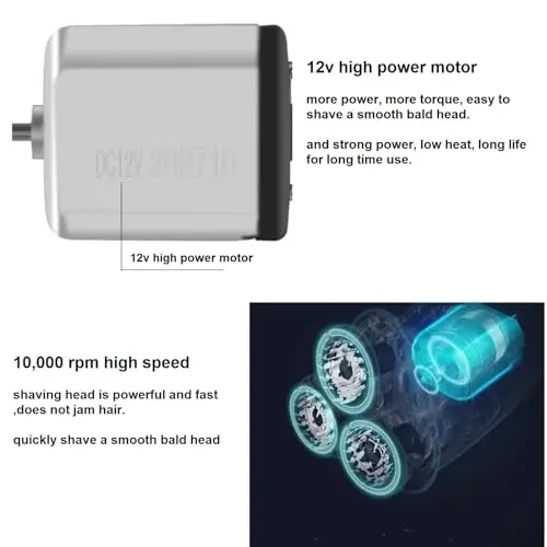 VSTSERIES Professional Corded Electric Shaver,Self Bald Head Razor,3D Rotary Shaver for Man,Close Shave Face & Head,Pop-up Trimmer for Bold Hair Stubble Beard,12v Powerful Motor,Corded Power Supply 6